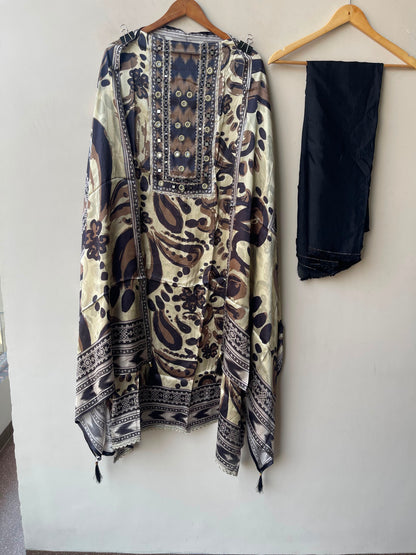 Gajji satin silk printed ladies unstitched suit Rc19307