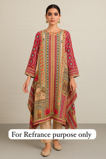 Crepe satin unstitched ladies suit Rc17696
