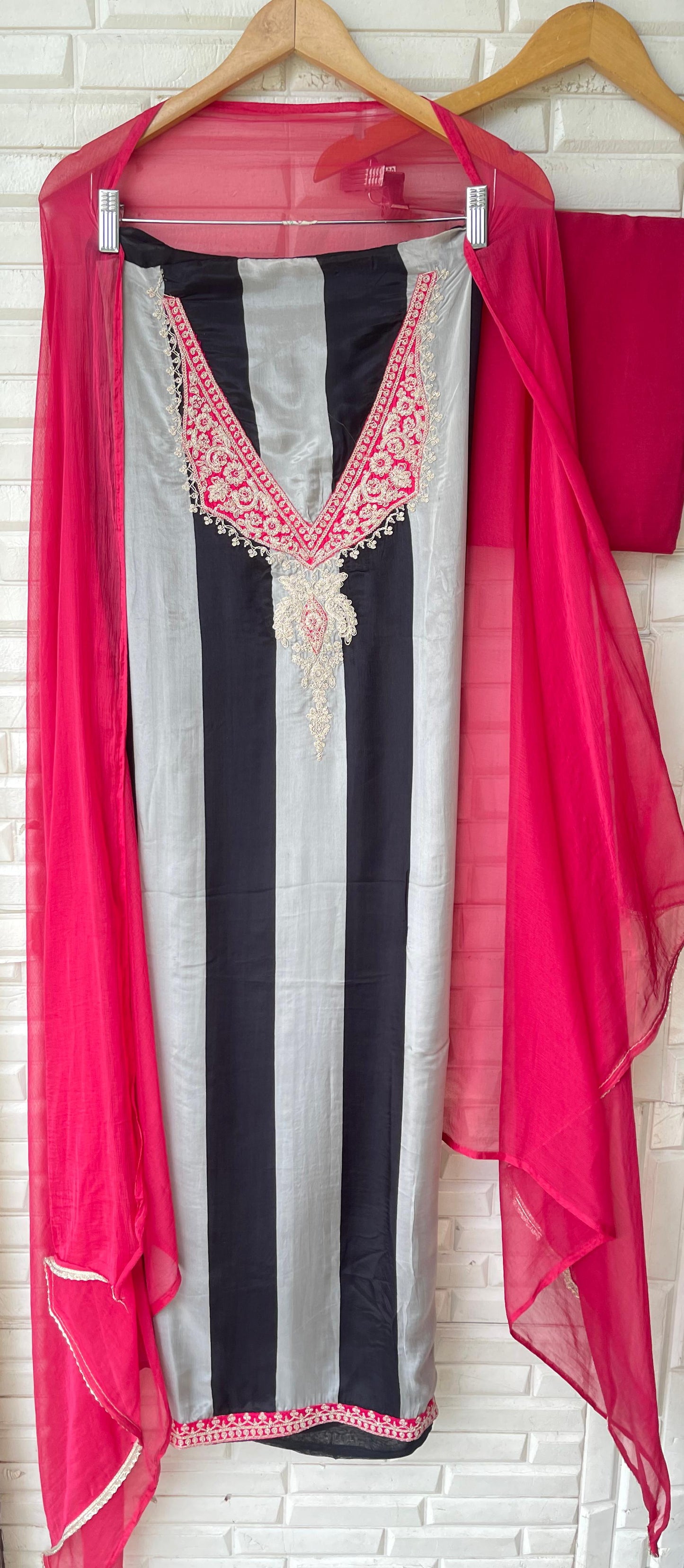 Glass organza unstitched ladies suit Rc17784