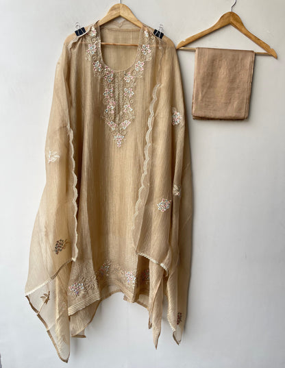 Premium Shimmer Crushed Tissue 3 pcs Unstitched Suit Set