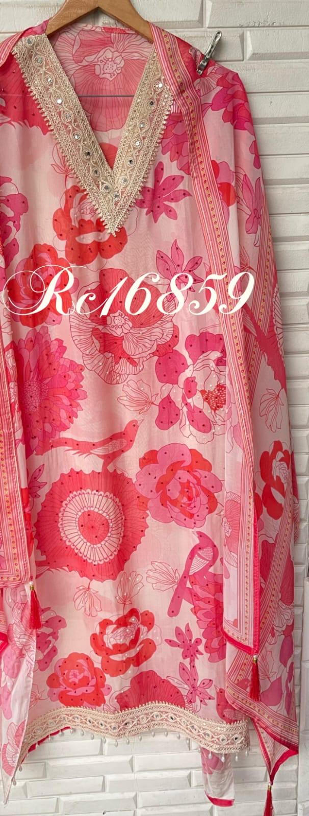 Organza unstitched ladies suit Rc16859