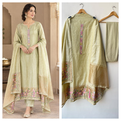 Banarasi Mul Chanderi Elegant Unstitched Suit Set