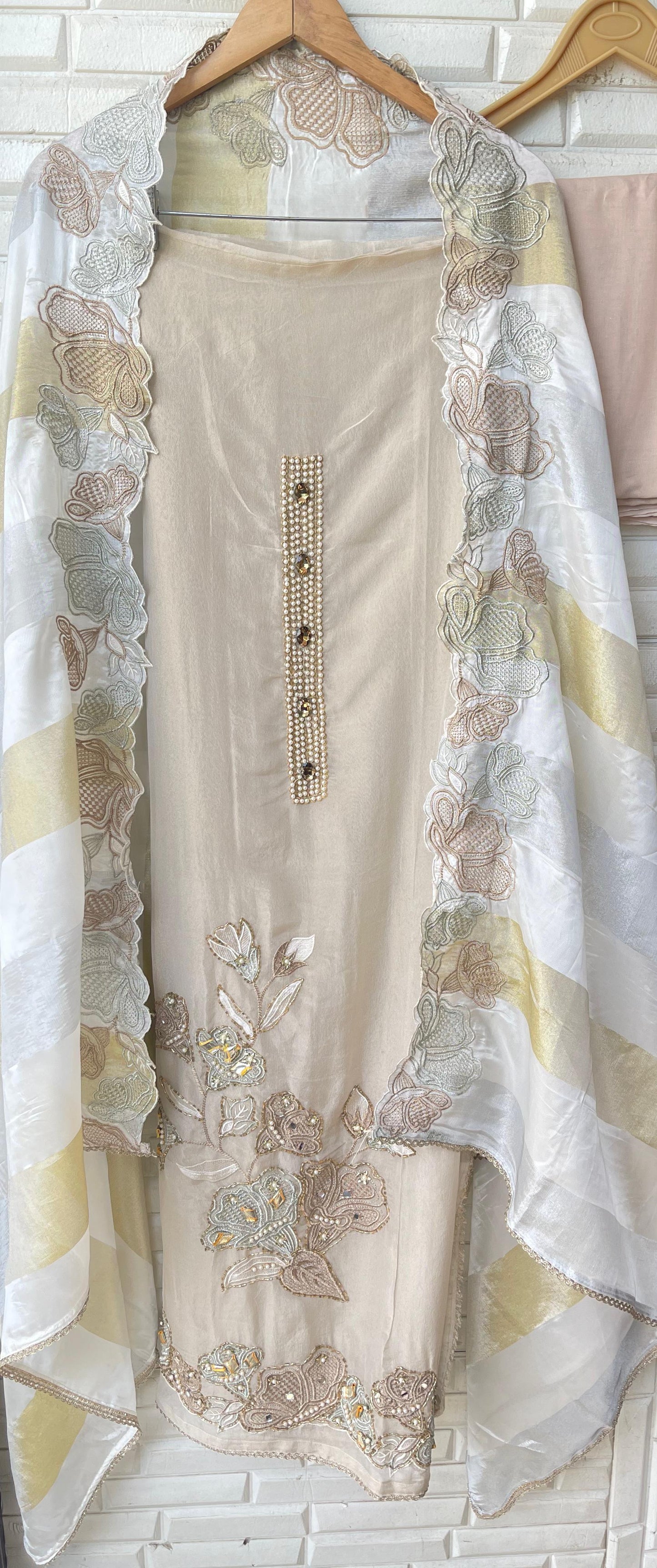 Shimmer silk unstitched ladies suit Rc17854