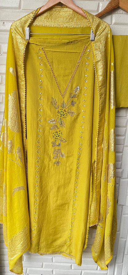 Banarasi shimmer silk unstitched ladies suit Rc17790