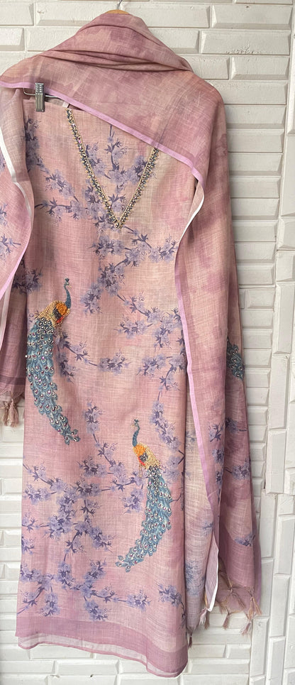 Linen unstitched ladies suit Rc17328
