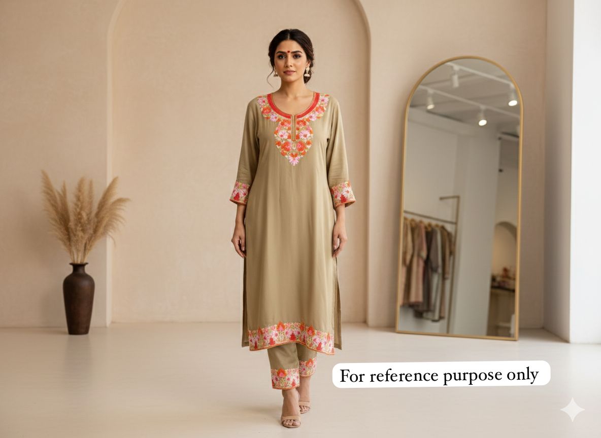 Rayon kashmiri kadai ready ladies coord set Rc18384 (b)