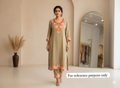 Rayon kashmiri kadai ready ladies coord set Rc18384 (b)