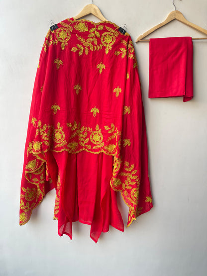 Designer Mul Chanderi 3 Pcs Unstitched Suit Set