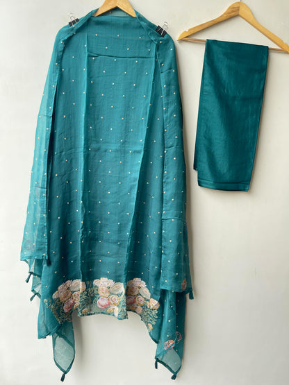 Premium Mul Chanderi Designer 3 Pcs Unstitched Suit Set