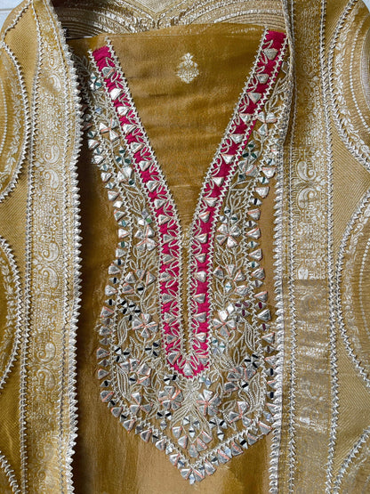 Banarasi shimmer silk unstitched ladies suit Rc17694