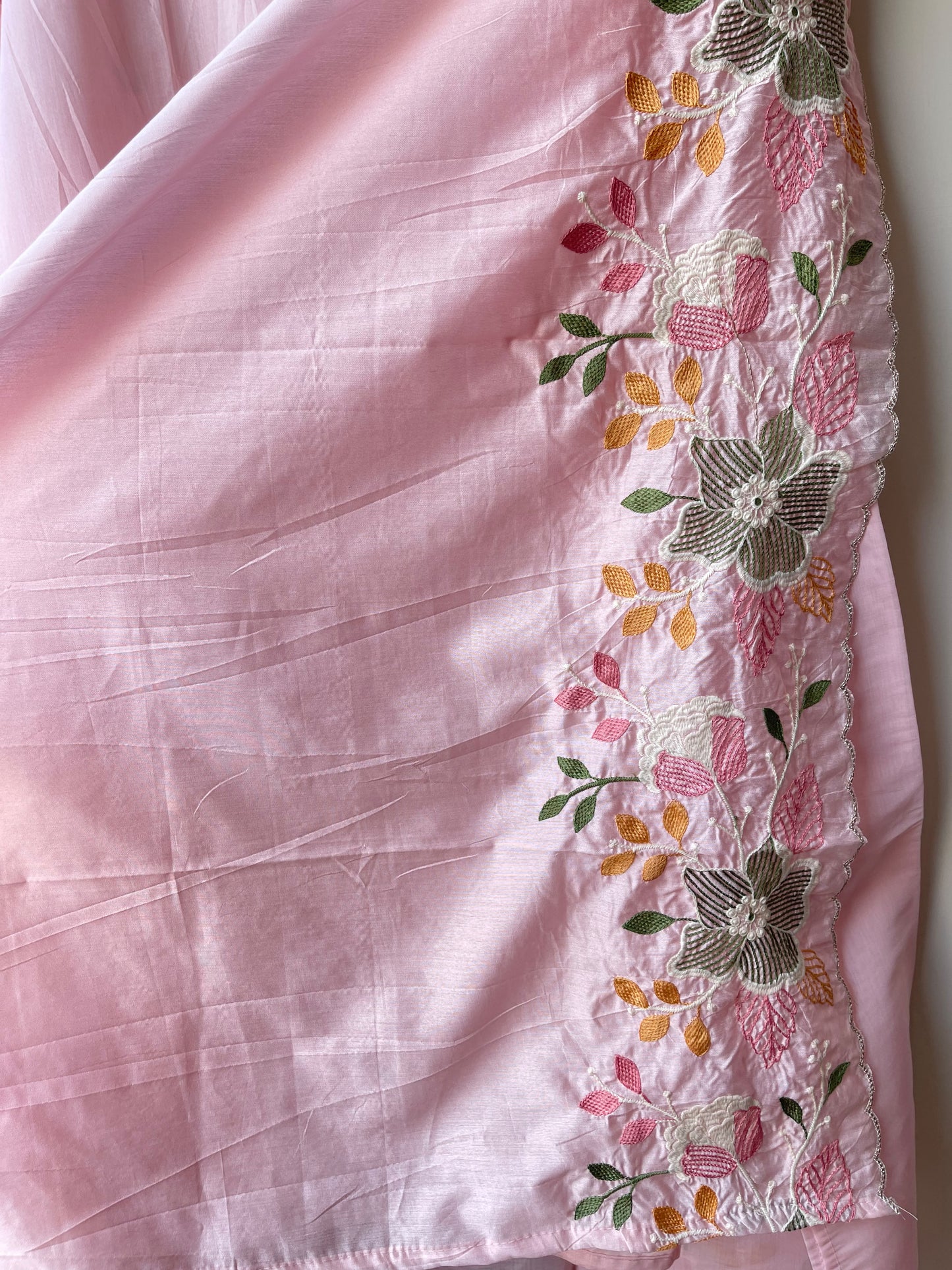 Mul Chanderi Embroidered unstitched ladies suit