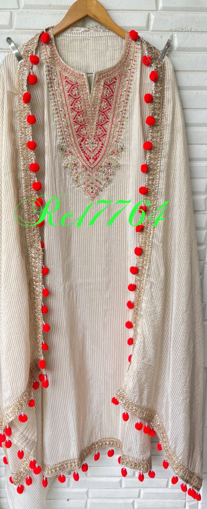 Banarasi self shimmer silk unstitched ladies suit Rc17764