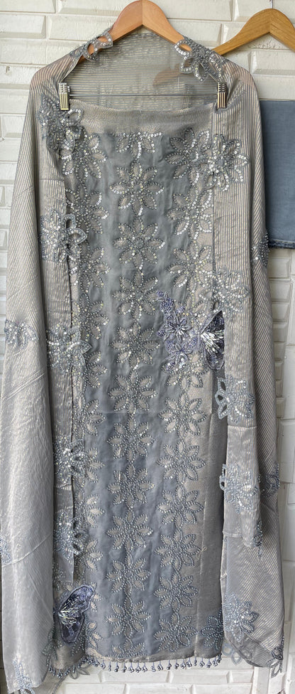 Brocade self banarasi shimmer silk unstitched ladies suit Rc17747 (a)