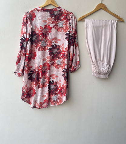 Soft muslin printed stitched ladies coord set Rc19209
