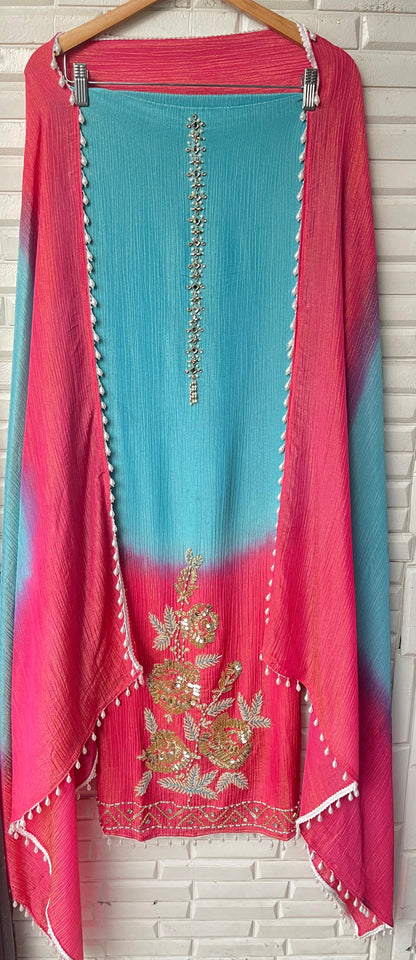 Crushed shimmer tissue unstitched ladies suit Rc17774 (a)