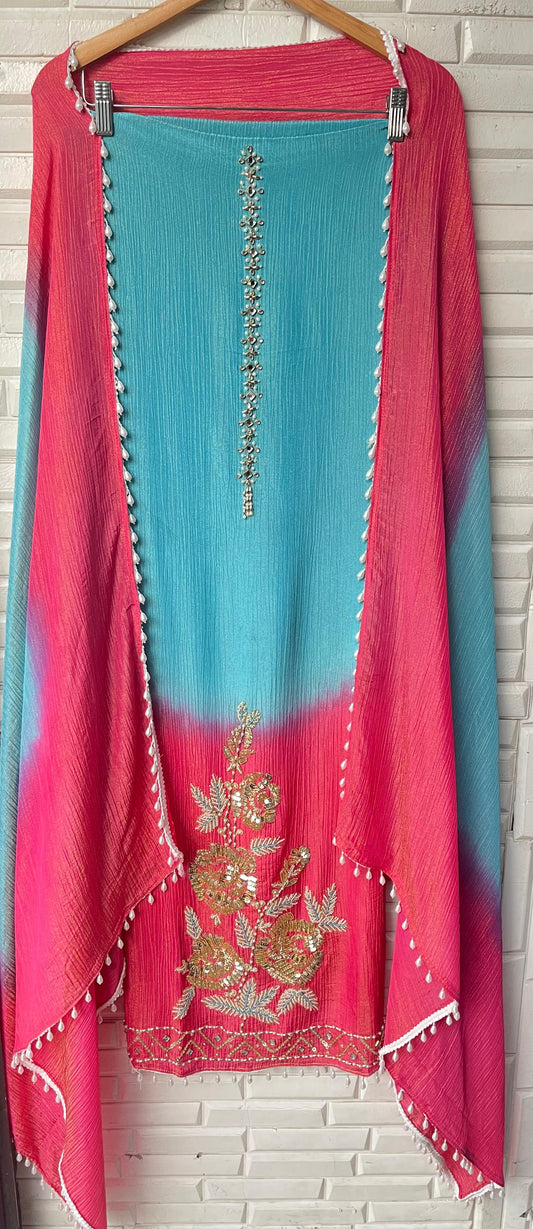 Crushed shimmer tissue unstitched ladies suit Rc17774 (a)