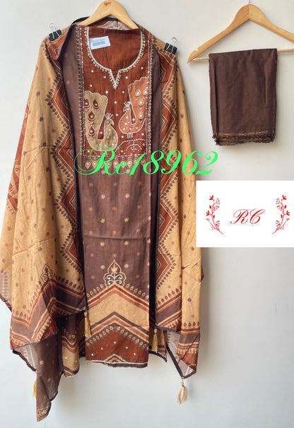Mul cotton printed unstitched ladies suit Rc18962