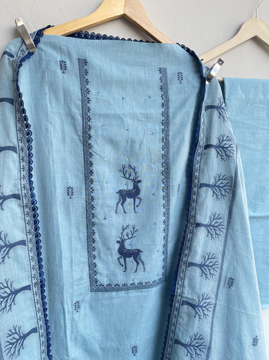 Linen fabric unstitched ladies suit Rc18419