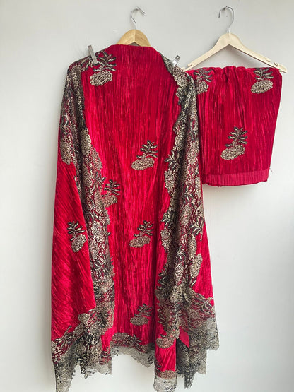 Micra crushed velvet unstitched ladies suit Rc18275