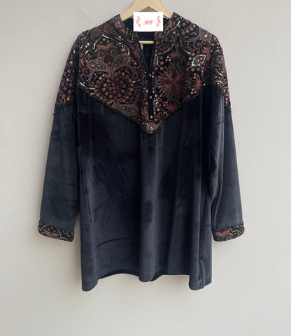 Velvet embroidered readymade ladies winter coord set Rc17877