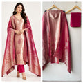 Premium Shimmer Giraffe Silk Weaving Unstitched 3 pcs Suit Set