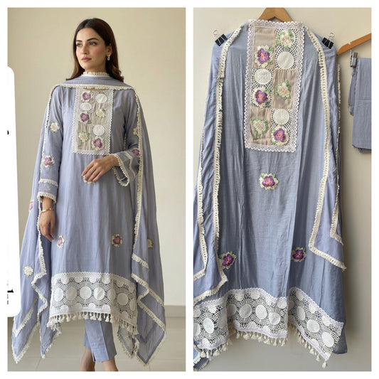 Mul chanderi unstitched ladies suit Rc18949