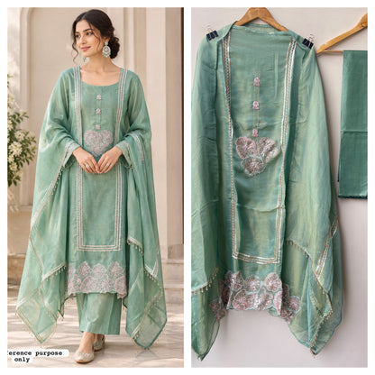 Two Stunning options ladies shimmer Organza Silk Unstitched Suit Sets