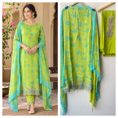 Printed Organza Tuile Unstitched Dress Material