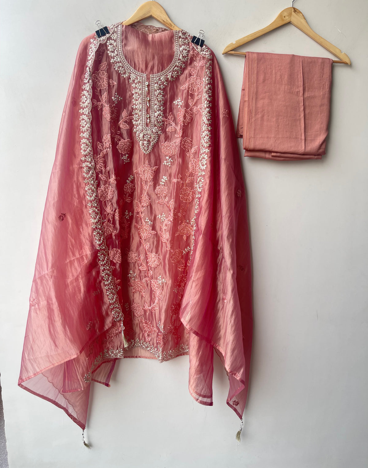 Exquisite Shimmer Tissue Unstitched Designer 3 Pcs Suit Set