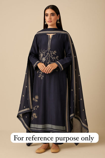 Self satin silk unstitched ladies suit Rc17837