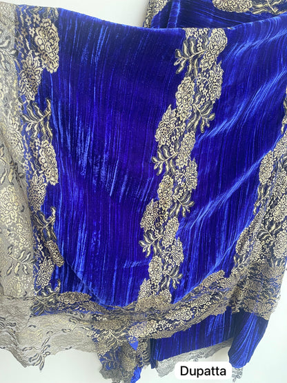 Micra crushed velvet unstitched ladies suit Rc18274