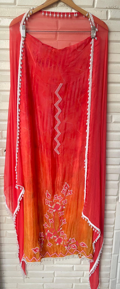 Crape silk unstitched ladies suit Rc17834