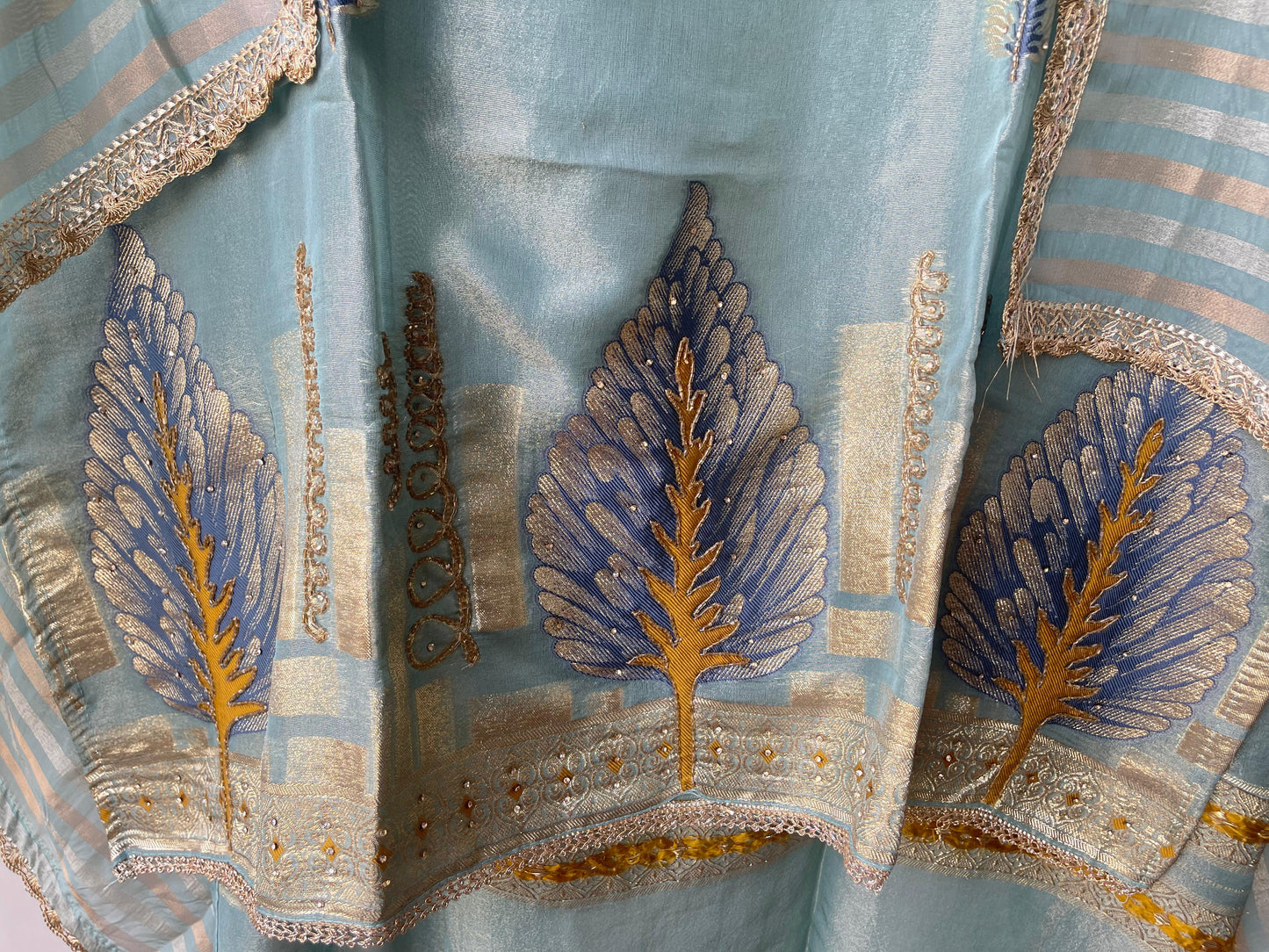 Banarasi shimmer silk printed unstitched ladies suit Rc19333 (a)