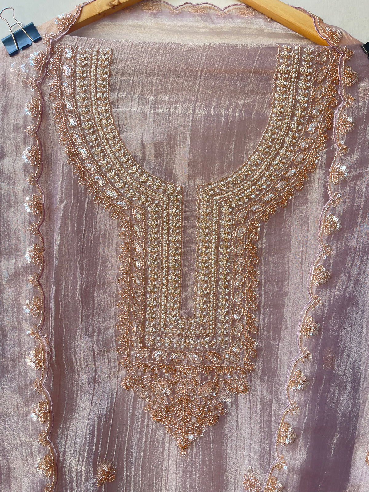 Exquisite Crushed Shimmer Tissue Designer 3 Pcs Suit Set
