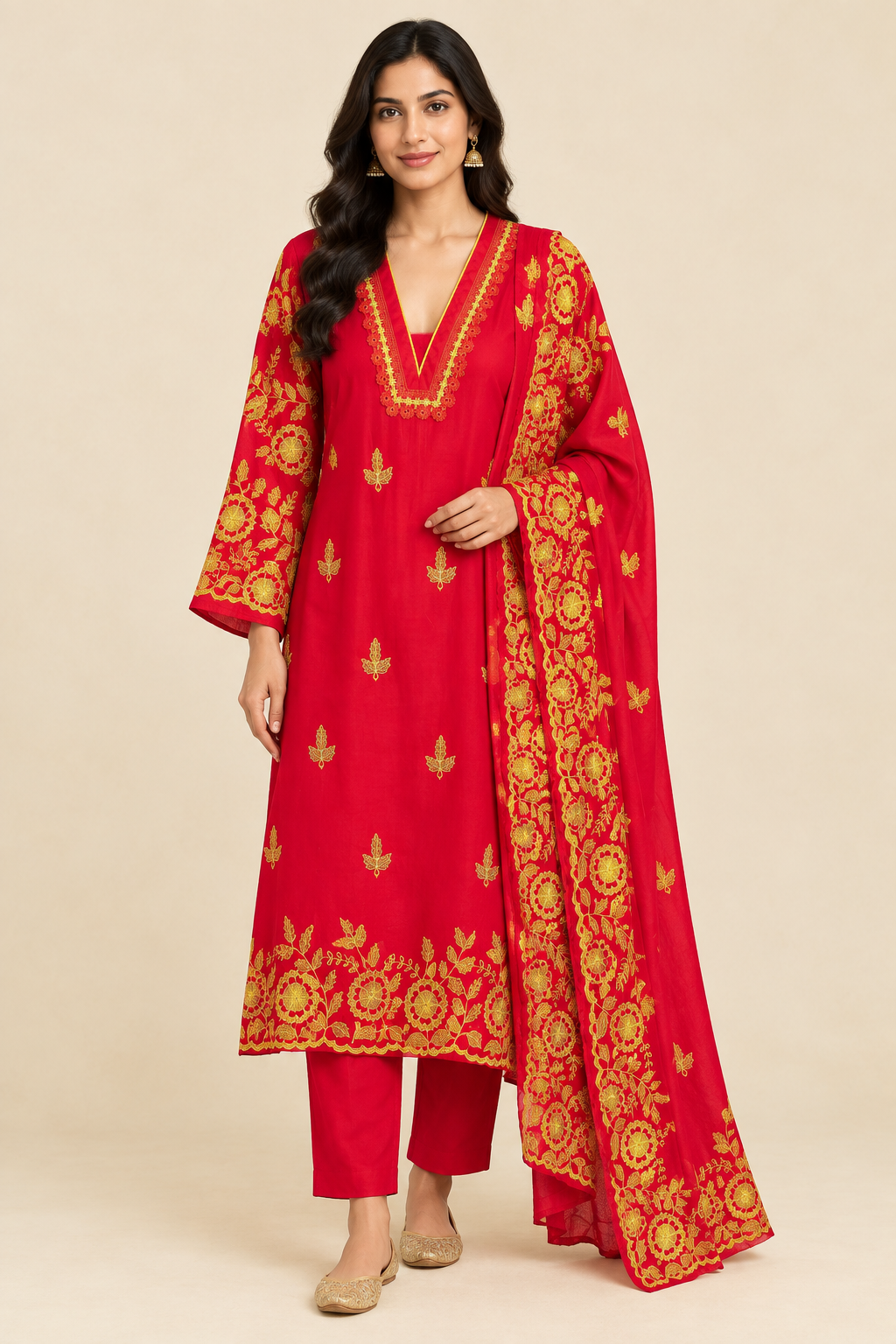 Elegant Unstitched Mul Chanderi 3 Pcs Suit Set