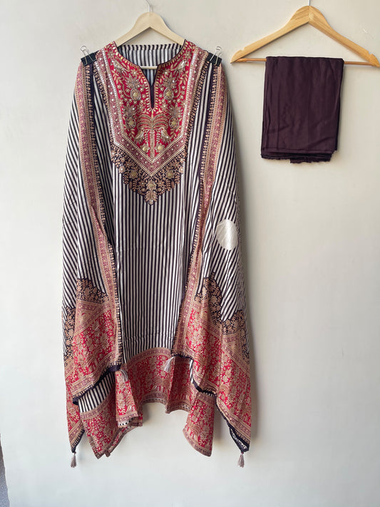 Exquisite Pure Silk Printed Unstitched Designer 3 Pcs Suit Set