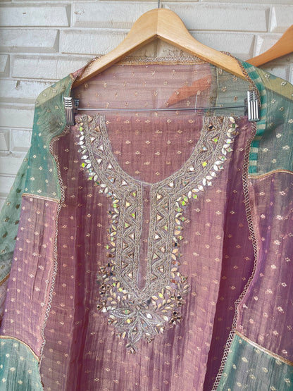 Banarasi shimmer glass organza unstitched ladies suit Rc19295 (a)