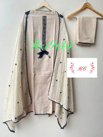 Cotton linen fabric ladies unstitched suit Rc19143