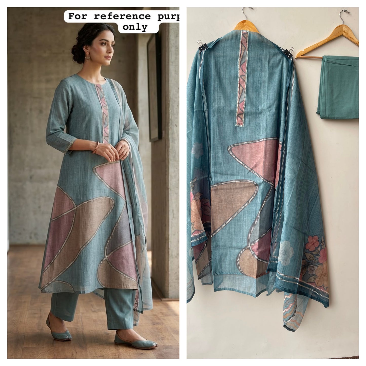 Self mul chanderi printed unstitched ladies suit Rc19135  (a)