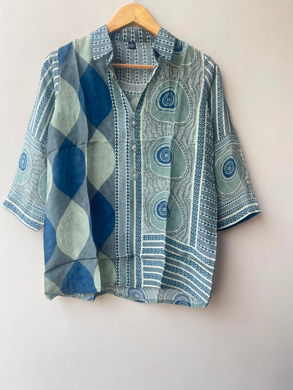 Satin crepe stitched ladies  readymade shirt Rc19014 (b)