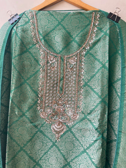 Fine Banarasi shimmer silk unstitched ladies suit Rc19267 (a)