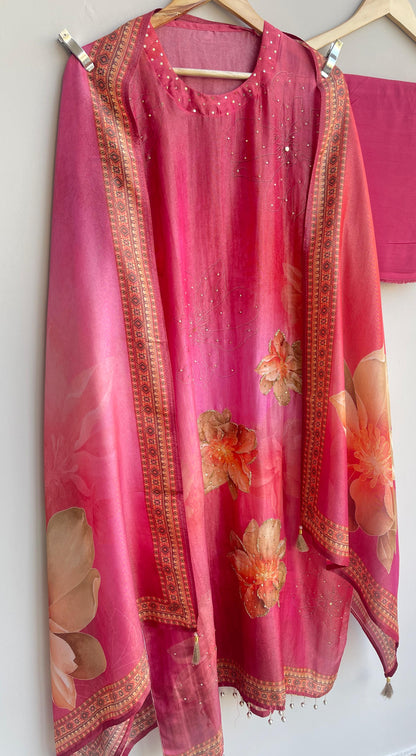 Shimmer silk unstitched ladies suit Rc17892