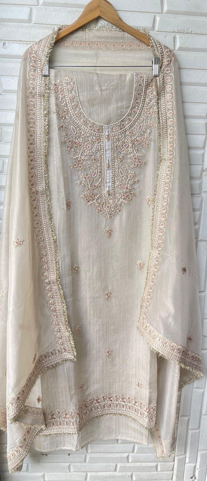 Pure banarasi shimmer silk unstitched ladies suit Rc17853 (b)