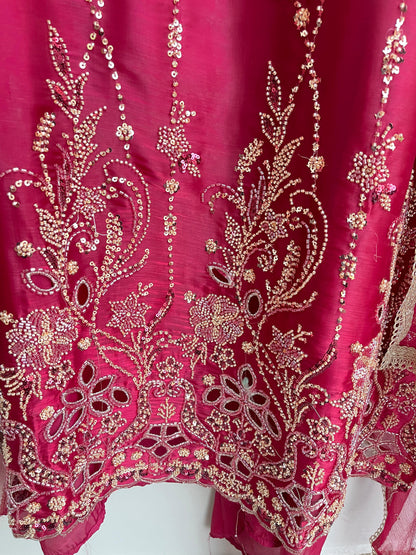 Tissue satin unstitched ladies suit Rc18363