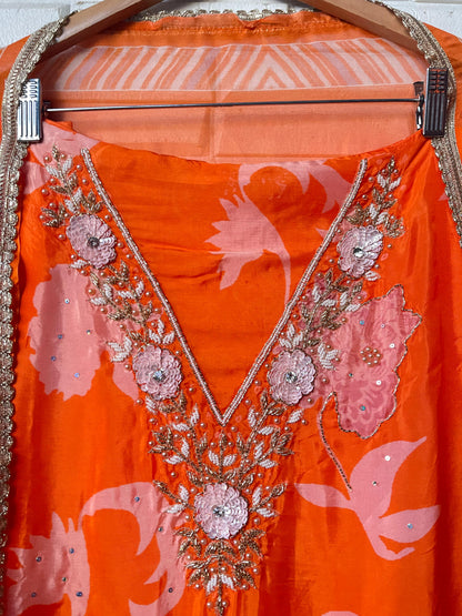Glass organza unstitched ladies suit Rc17534