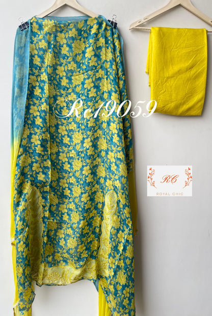 Organza Tuile printed ladies unstitched suit Rc19059