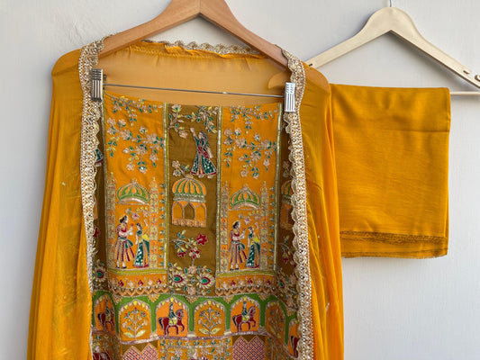 Satin crepe unstitched ladies suit Rc18834 (a)