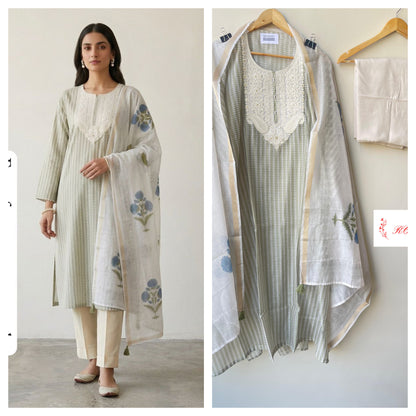 Mul Chanderi Printed Unstitched Ladies Suit RC18888