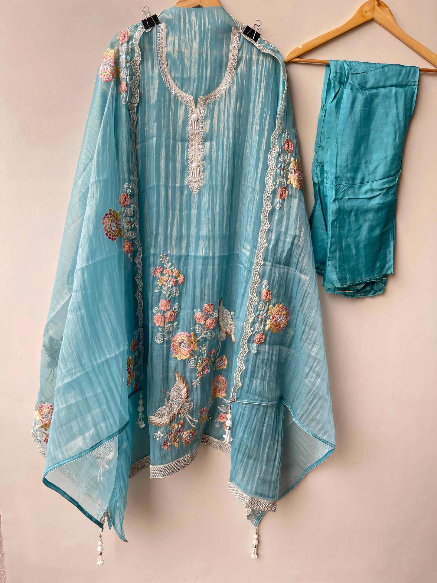 Pure crushed shimmer tissue unstitched ladies suit Rc19213