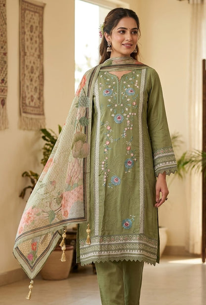 Luxury Organza Tuile Designer 3 Pcs Unstitched Suit Set